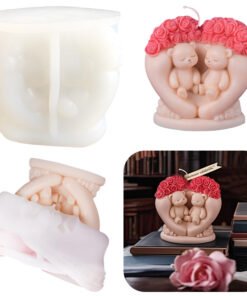 Vedini Rose Love Bear Aromatherapy Candle Mold DIY Love Bear Handmade Soap Candle Epoxy Aromatherapy Silicone Mold JKB 5078