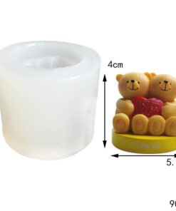 Alternative view of Vedini couple bear teddy with heart candle silicone mold JKB 5085
