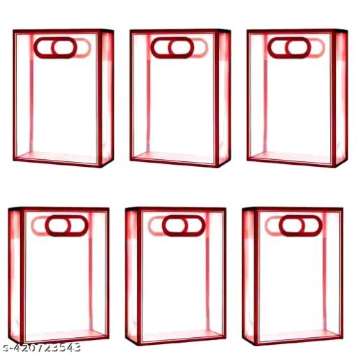 Vedini Pack of 6 Transparent Goodie Bags Clear Gift Bags for Return Gifts, Birthday, Valentine, Wedding, Festival, Shopping – Multipurpose Bags - Image 5