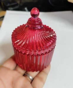 Vedini 100ml Diamond-Cut Glass Candle Jar with Lid – Clear Candy Jar for DIY Wax Candle Making, Gifting, and Home Decor (Pack of 1/6/96) - Pack of 1pc, Red