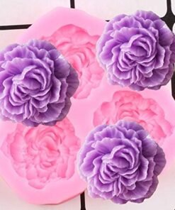 Vedini Peony Flower Shape Chocolate Mold - 3 Cavity I 3D DIY Fondant Silicone Candy Mold I Baking Tools for Cake Chocolate Candy Ice Jelly Soap I Cake Baking Molds I Bakeware Molds 5382
