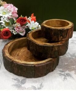 Vedini Sheesham Wood Handcrafted Wooden Serving Tray, Portable Wooden Platter, for Food, Coffee,or Beverages