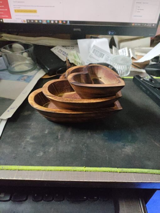 wooden candle soy wax bowl heart