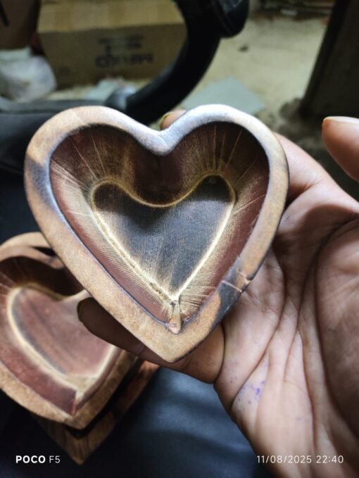 wooden candle soy wax bowl heart
