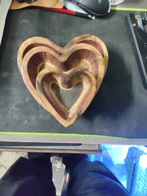 wooden candle soy wax bowl heart