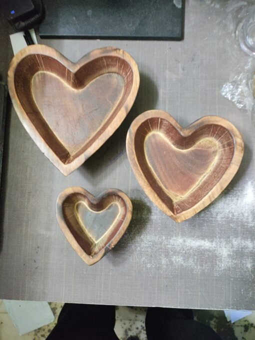 wooden candle soy wax bowl heart