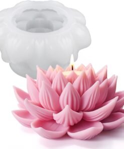 Vedini 3D Lotus Candle Mold Scented Candles Flower Silicone Mold Aromatherapy Candle Molds for Candle Making Supplies Soap Molds Resin Molds Home Decor Floral Silicone Molds for Resin Epoxy Cement Gypsum AI020
