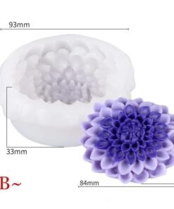 Alternative view of Vedini Dahlia Flower Floral soap Candle Clay Resin Silicone Mold Mould Christmas melt and Pour soap Making Mold, Clay mold /molds, epoxy Resin DIY Crafts AI064