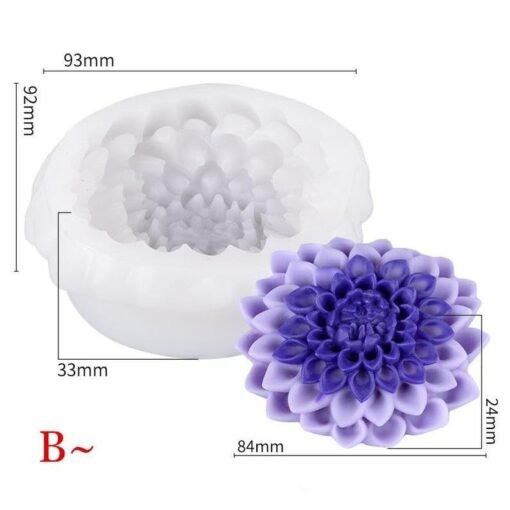 Vedini Dahlia Flower Floral soap Candle Clay Resin Silicone Mold Mould Christmas melt and Pour soap Making Mold, Clay mold /molds, epoxy Resin DIY Crafts AI064 - Image 2