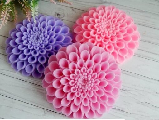 Vedini Dahlia Flower Floral soap Candle Clay Resin Silicone Mold Mould Christmas melt and Pour soap Making Mold, Clay mold /molds, epoxy Resin DIY Crafts AI064 - Image 4