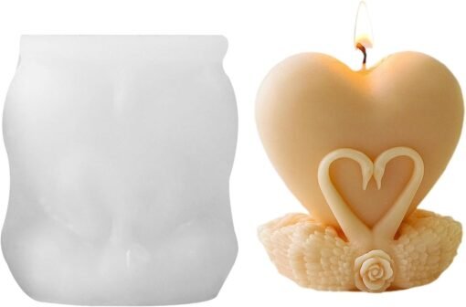 Vedini Heart Shape Candle Molds, Non-Stick Crafting Tool, Candle Making Equipment 9x8.2cm/3.54x3.23 Inches Creative Heart-Shaped Design for Family, Friends, and Colleagues AI050