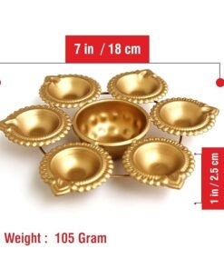 Alternative view of Vedini 7 Cavity  Deep Diya Metal Urli