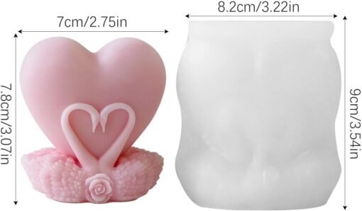 Vedini Heart Shape Candle Molds, Non-Stick Crafting Tool, Candle Making Equipment 9x8.2cm/3.54x3.23 Inches Creative Heart-Shaped Design for Family, Friends, and Colleagues AI050 - Image 2