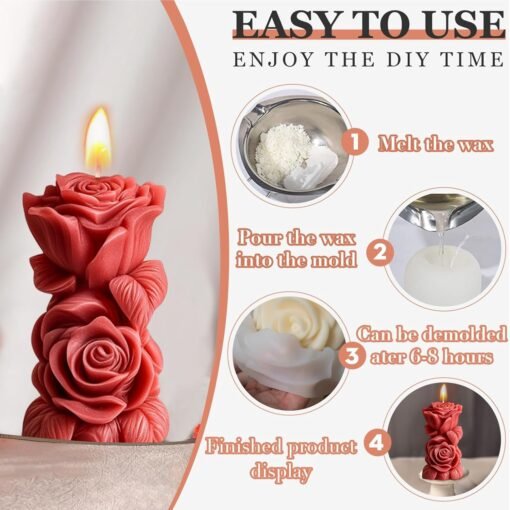 Vedini Flower Silicone Mold - Flower Shaped Plaster Casting Mold, Reusable Multi-Functional Home Crafting Supplies Soap Making Molds for Holiday Decor AI039 - Image 4