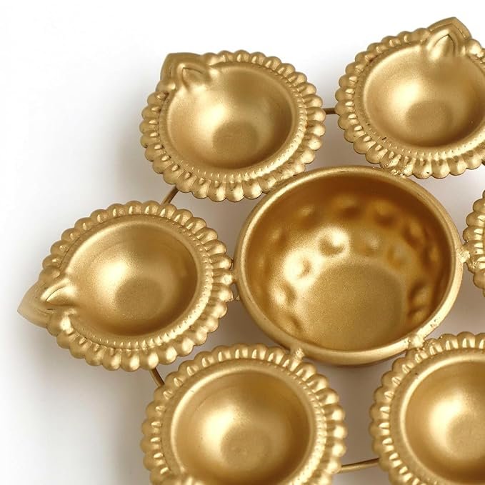 Vedini 7 Cavity Deep Diya Metal Urli - Image 4