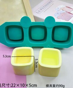 Vedini 3 cavity square silicone planter mold for concrete cement and resin jars JKB-3045