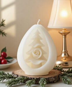Alternative view of Vedini Christmas Tree Ball Scented Candle Silicone Mold - Hollowed-out Christmas Tree Rose Candle Christmas Ornament 5748V