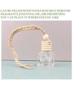 Vedini Hanging Diffuser Empty Bottle for car rearview mirror ,home/kitchen/small closet places, Car Air Freshener Perfume Pod Refillable Glass Diffuser Aroma therapy car perfume Decor|