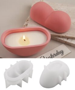 Vedini Concrete Puffy Heart Cup Aromatherapy Candle Cup Plaster Storage Jar Mirror Silicone Mold JKB-3092