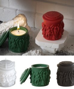 Vedini Concrete European angel statue storage jar plaster relief figure candle cup silicone mold JKB-3119