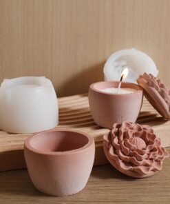 Vedini Round Flower Storage Jar Peony Candle Cup Silicone Mold JKB-3105