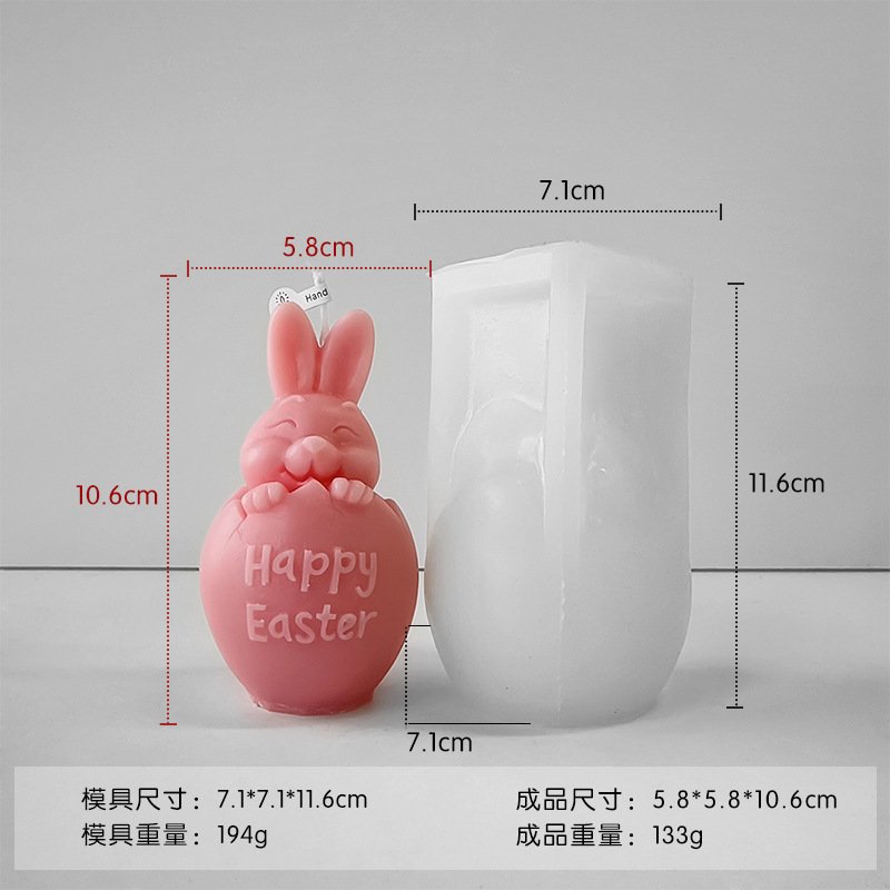 Vedini Easter eggshell rabbit candle silicone mold JKB-3135 - Image 3