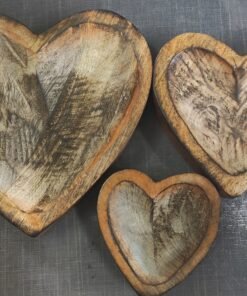 Vedini Premium New Wooden Heart Shape Candle Bowl – Rustic Handcrafted Dough Bowl for Soy, Beeswax & Luxury Multi-Wick Candle Making | Decorative & Reusable Bowl – 3 Sizes (10 cm, 14 cm, 20 cm)